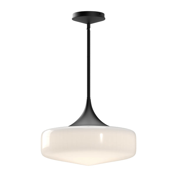 Salado 14" Pendant Light, Glossy Opal Glass/Matte Black