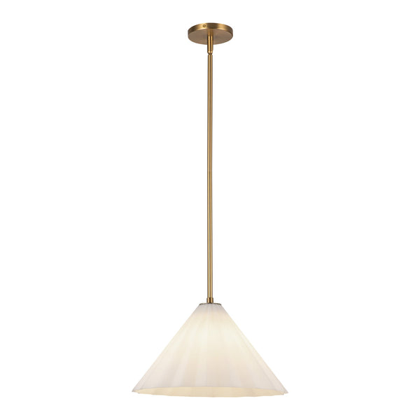 Denton 14" Pendant Light, Aged Gold/Opal Glass