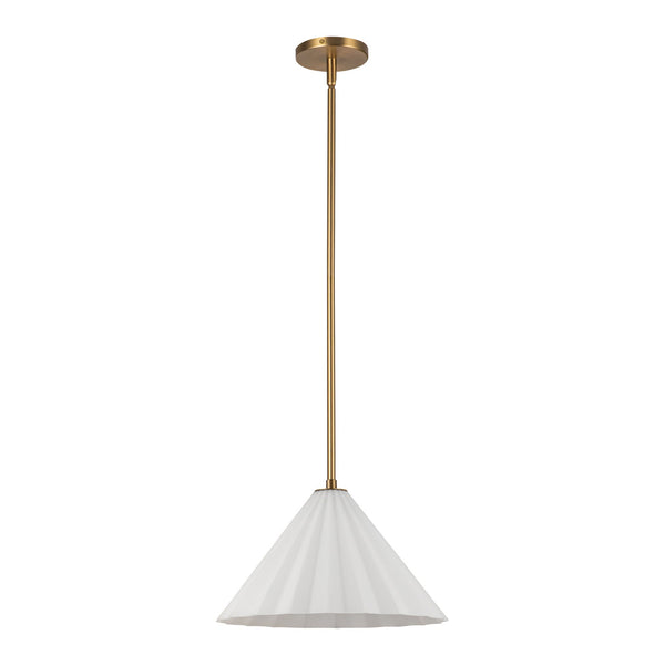 Denton 14" Pendant Light, Aged Gold/Opal Glass