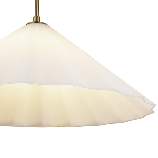 Denton 20" Conical Pendant Light, Aged Gold/Opal Glass