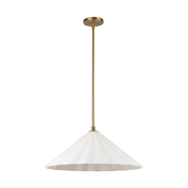 Denton 20" Conical Pendant Light, Aged Gold/Opal Glass