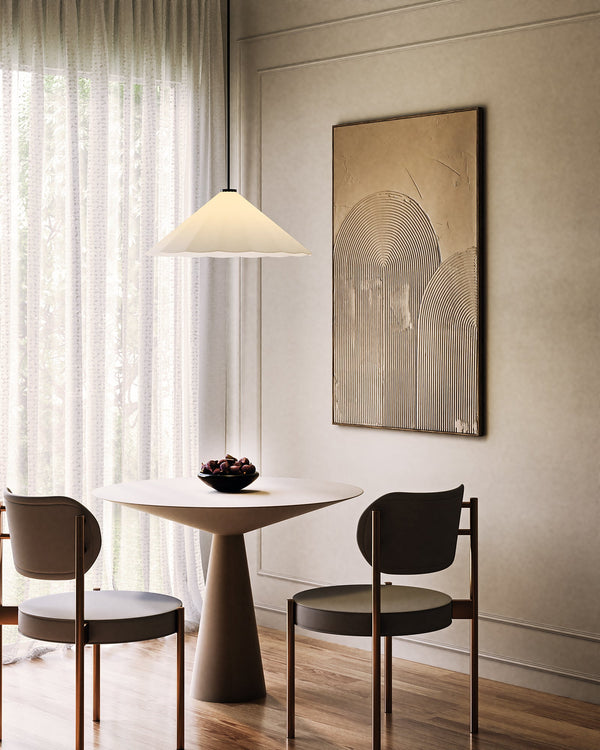 Denton 20" Conical Pendant Light, Matte Black/Opal Glass