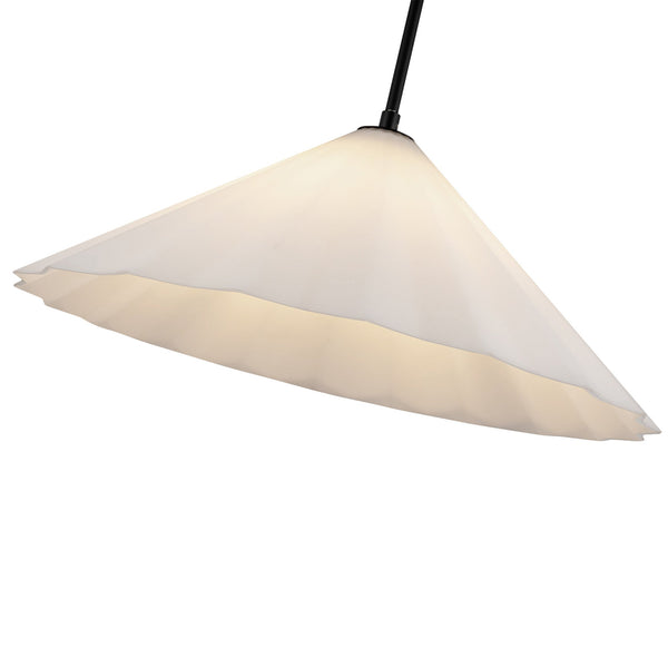 Denton 20" Conical Pendant Light, Matte Black/Opal Glass