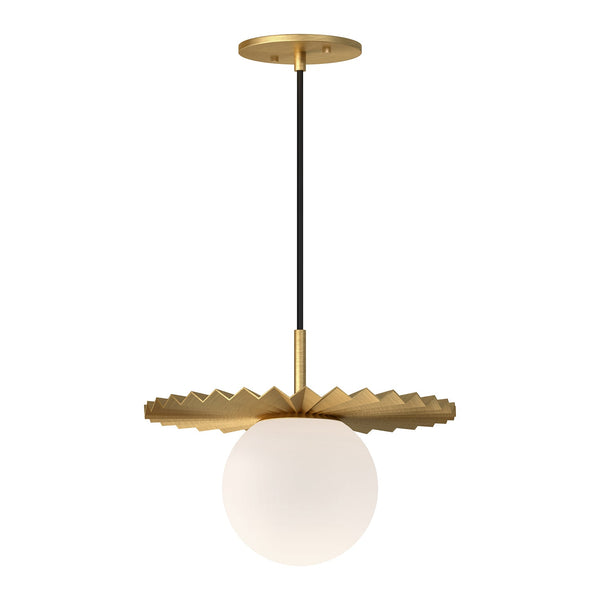 Odessa 12" Orb Pendant Light, Brushed Gold/Opal Matte Glass