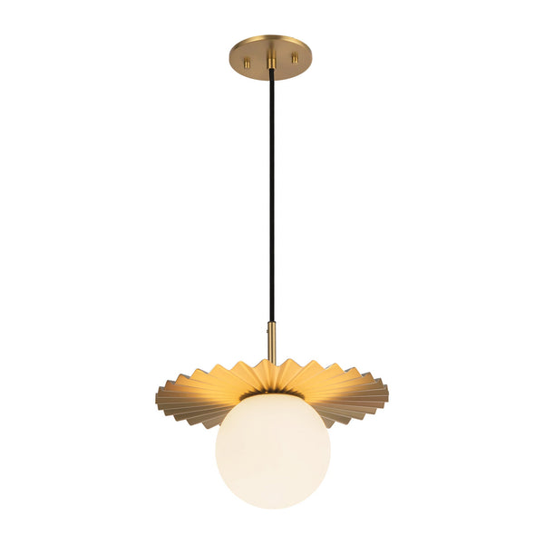 Vivian 12" Orb Pendant Light, Brushed Gold/Opal Matte Glass