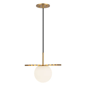 Vivian 12" Orb Pendant Light, Brushed Gold/Opal Matte Glass