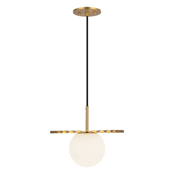 Vivian 12" Orb Pendant Light, Brushed Gold/Opal Matte Glass