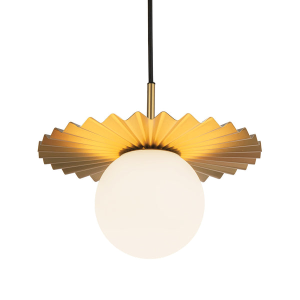 Vivian 12" Orb Pendant Light, Brushed Gold/Opal Matte Glass