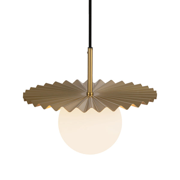 Vivian 12" Orb Pendant Light, Brushed Gold/Opal Matte Glass
