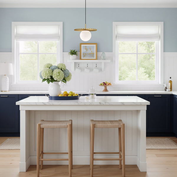 Vivian 12" Orb Pendant Light, Brushed Gold/Opal Matte Glass