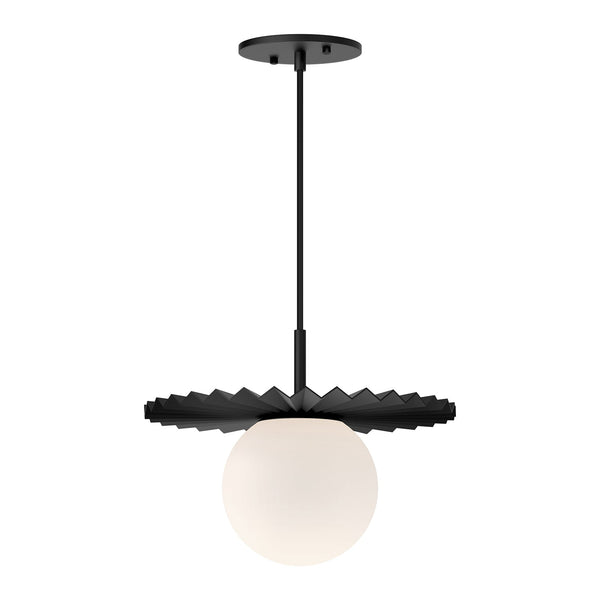 Odessa 12" Orb Pendant Light, Matte Black/Opal Matte Glass