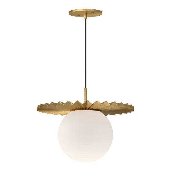Odessa 14" Orb Pendant Light, Brushed Gold/Opal Matte Glass