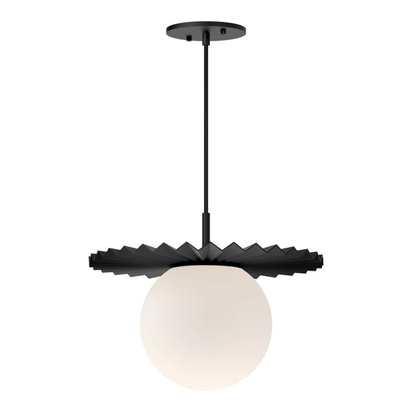 Odessa 14" Orb Pendant Light, Matte Black/Opal Matte Glass