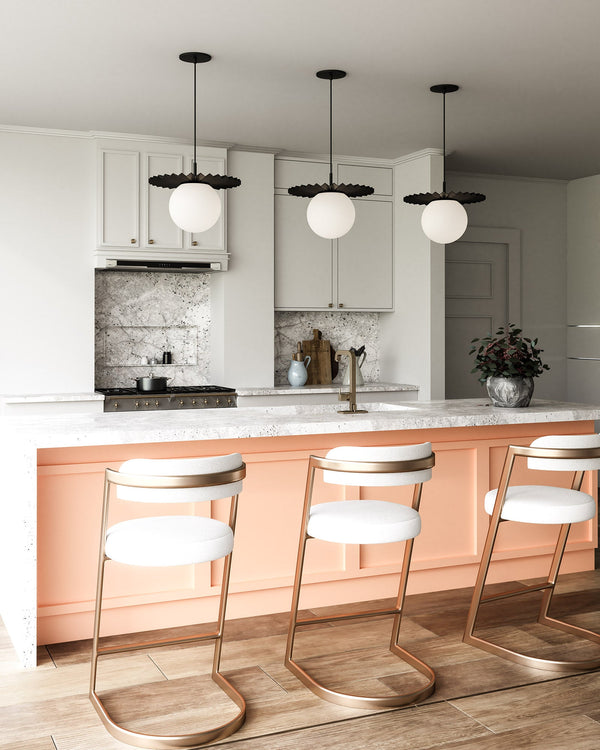 Vivian 14" Orb Pendant Light, Matte Black/Opal Matte Glass