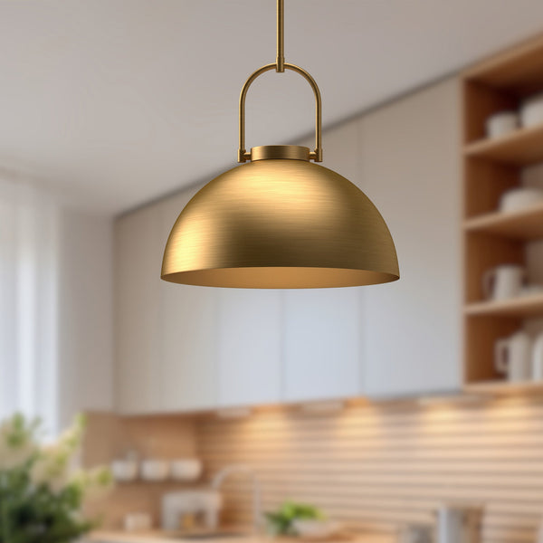 Wichita 16" Dome Pendant Light, Aged Gold