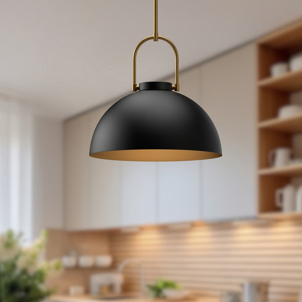 Wichita 16" Dome Pendant Light, Matte Black