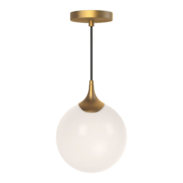 Killeen 8" Orb Pendant Light, Aged Gold/Opal Matte Glass