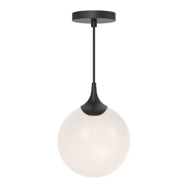 Killeen 8" Orb Pendant Light, Matte Black/Opal Matte Glass