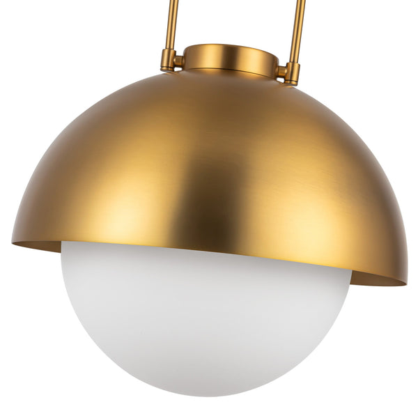 Wichita 16" Dome Pendant Light, Aged Gold/Opal Matte Glass