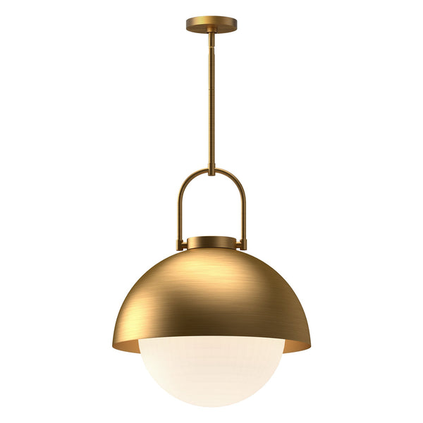 Addison 16" Dome Pendant Light, Aged Gold/Opal Matte Glass