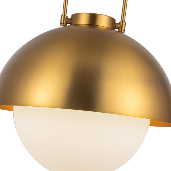Wichita 16" Dome Pendant Light, Aged Gold/Opal Matte Glass
