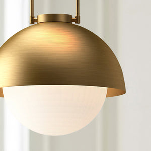 Wichita 16" Dome Pendant Light, Aged Gold/Opal Matte Glass
