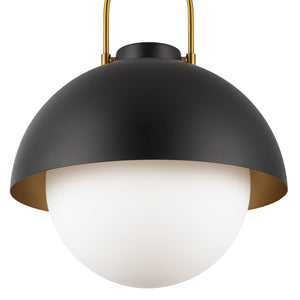 Wichita 16" Dome Pendant Light, Matte Black/Opal Matte Glass