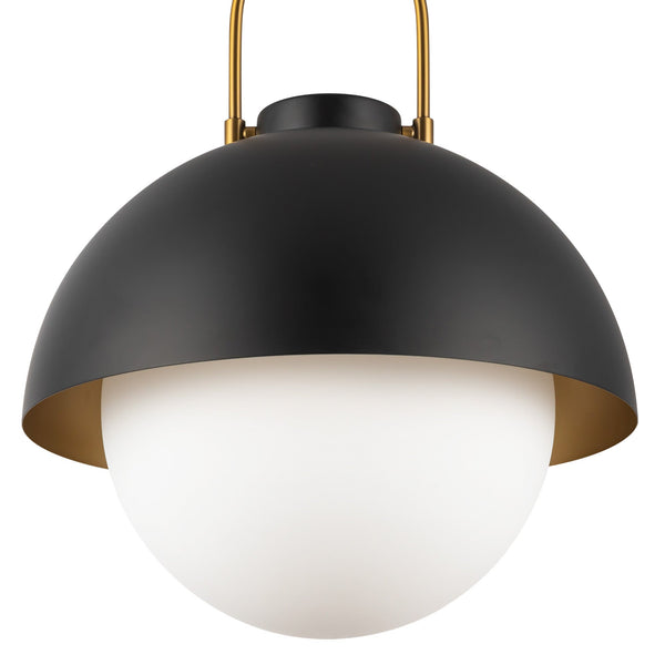 Wichita 16" Dome Pendant Light, Matte Black/Opal Matte Glass