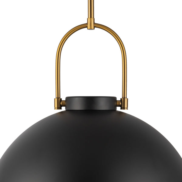 Wichita 16" Dome Pendant Light, Matte Black/Opal Matte Glass
