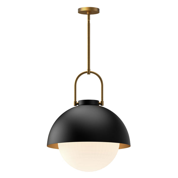 Addison 16" Dome Pendant Light, Matte Black/Opal Matte Glass