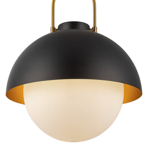 Wichita 16" Dome Pendant Light, Matte Black/Opal Matte Glass