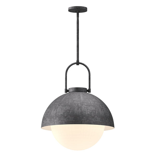 Wichita 16" Dome Pendant Light, Steel Shade/Opal Matte Glass