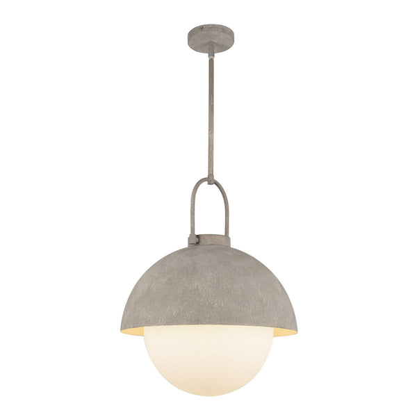 Wichita 16" Dome Pendant Light, Steel Shade/Opal Matte Glass