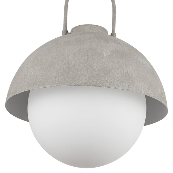 Wichita 16" Dome Pendant Light, Steel Shade/Opal Matte Glass