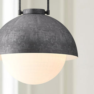 Wichita 16" Dome Pendant Light, Steel Shade/Opal Matte Glass