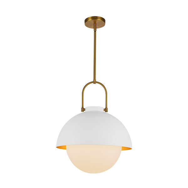Addison 16" Dome Pendant Light, White/Opal Glass