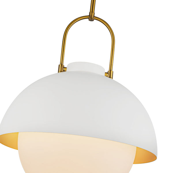 Wichita 16" Dome Pendant Light, White/Opal Glass