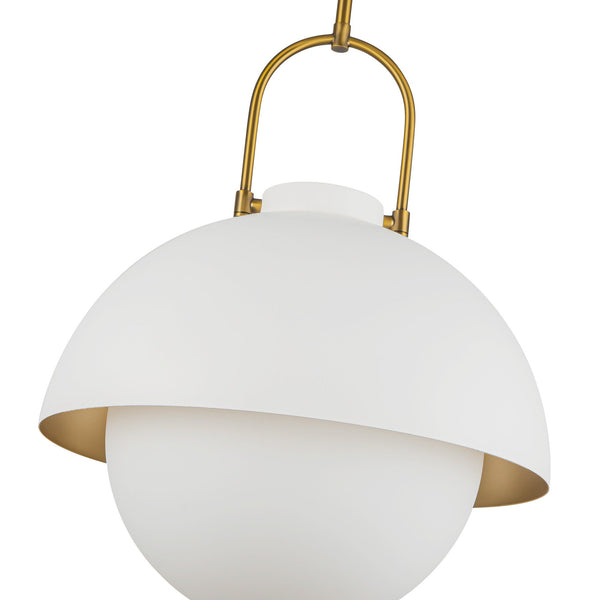 Wichita 16" Dome Pendant Light, White/Opal Glass