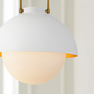 Wichita 16" Dome Pendant Light, White/Opal Glass