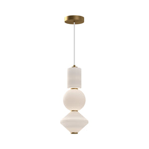 Conroe 8" Stacked LED Pendant Light, Aged Gold/Opal Matte Glass