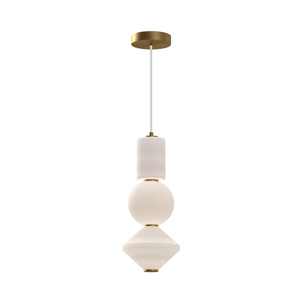 Conroe 8" Stacked LED Pendant Light, Aged Gold/Opal Matte Glass