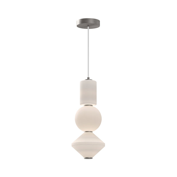 Conroe 8" Stacked LED Pendant Light, Brushed Nickel/Opal Matte Glass