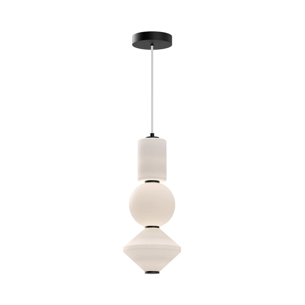 Conroe 8" Stacked LED Pendant Light, Matte Black/Opal Matte Glass