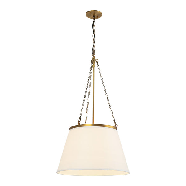 Dumas 18" Pendant Light, Aged Gold/White Linen