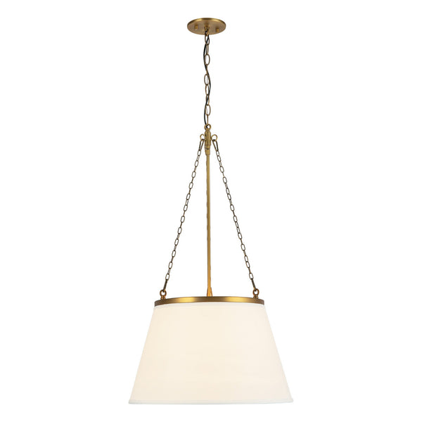 Dumas 18" Pendant Light, Aged Gold/White Linen
