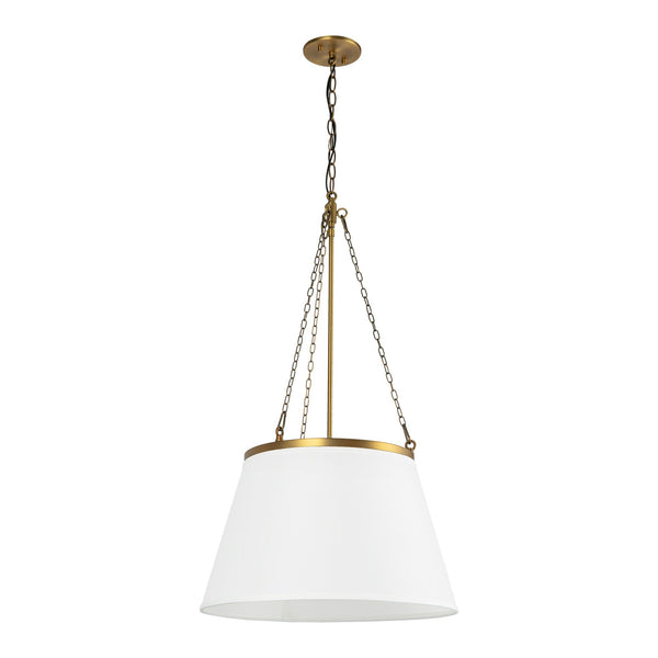 Dumas 18" Pendant Light, Aged Gold/White Linen
