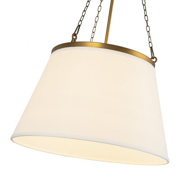 Dumas 18" Pendant Light, Aged Gold/White Linen