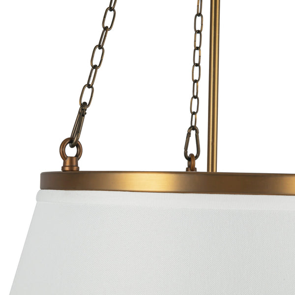 Dumas 18" Pendant Light, Aged Gold/White Linen