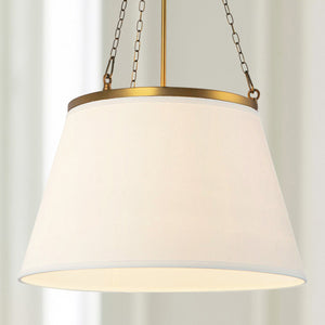 Dumas 18" Pendant Light, Aged Gold/White Linen