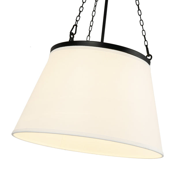 Dumas 18" Pendant Light, Matte Black/White Linen